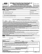 4029, Application for Exemption From Social Security and Medicare Taxes and Waiver of Benefits